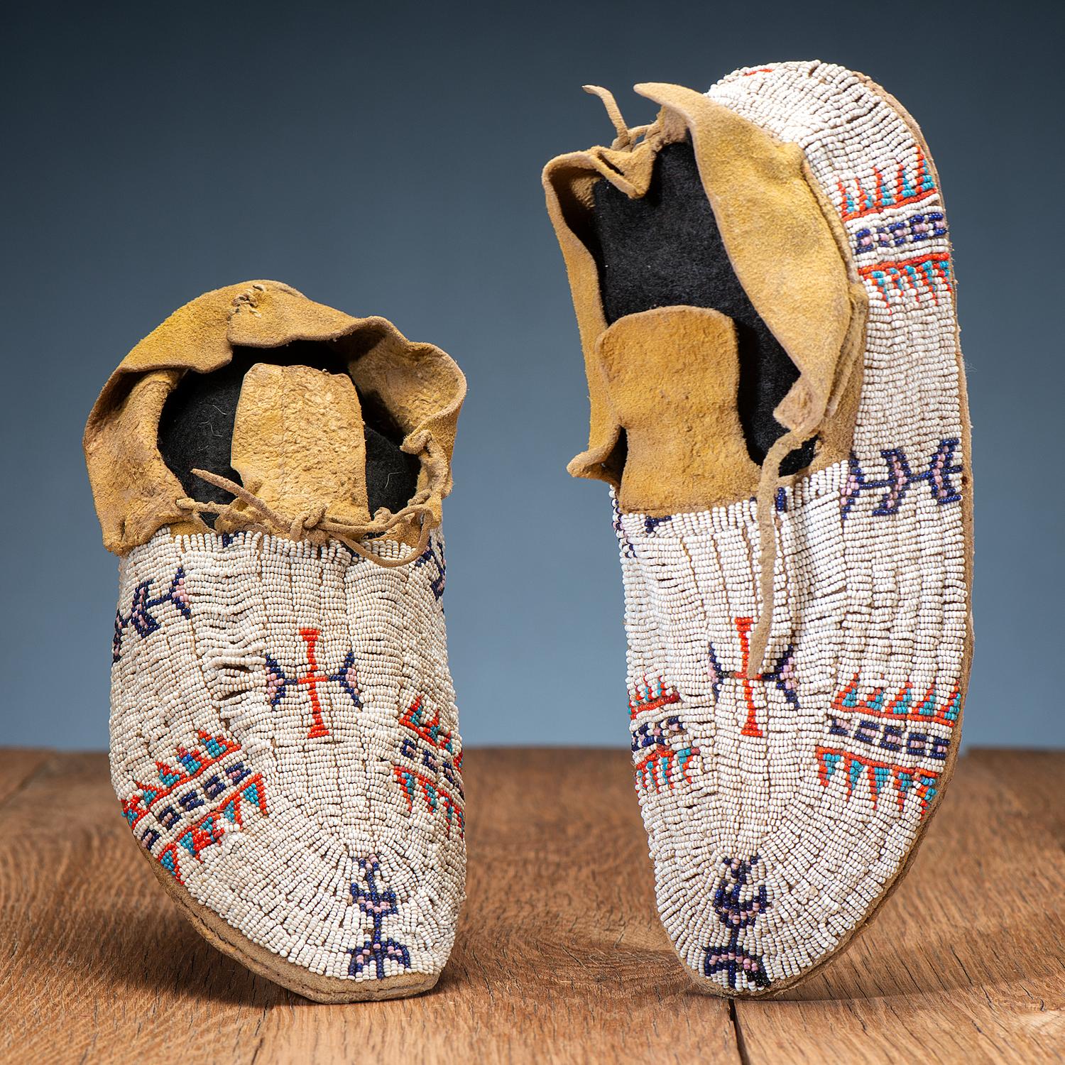 Cheyenne Beaded Hide Moccasins