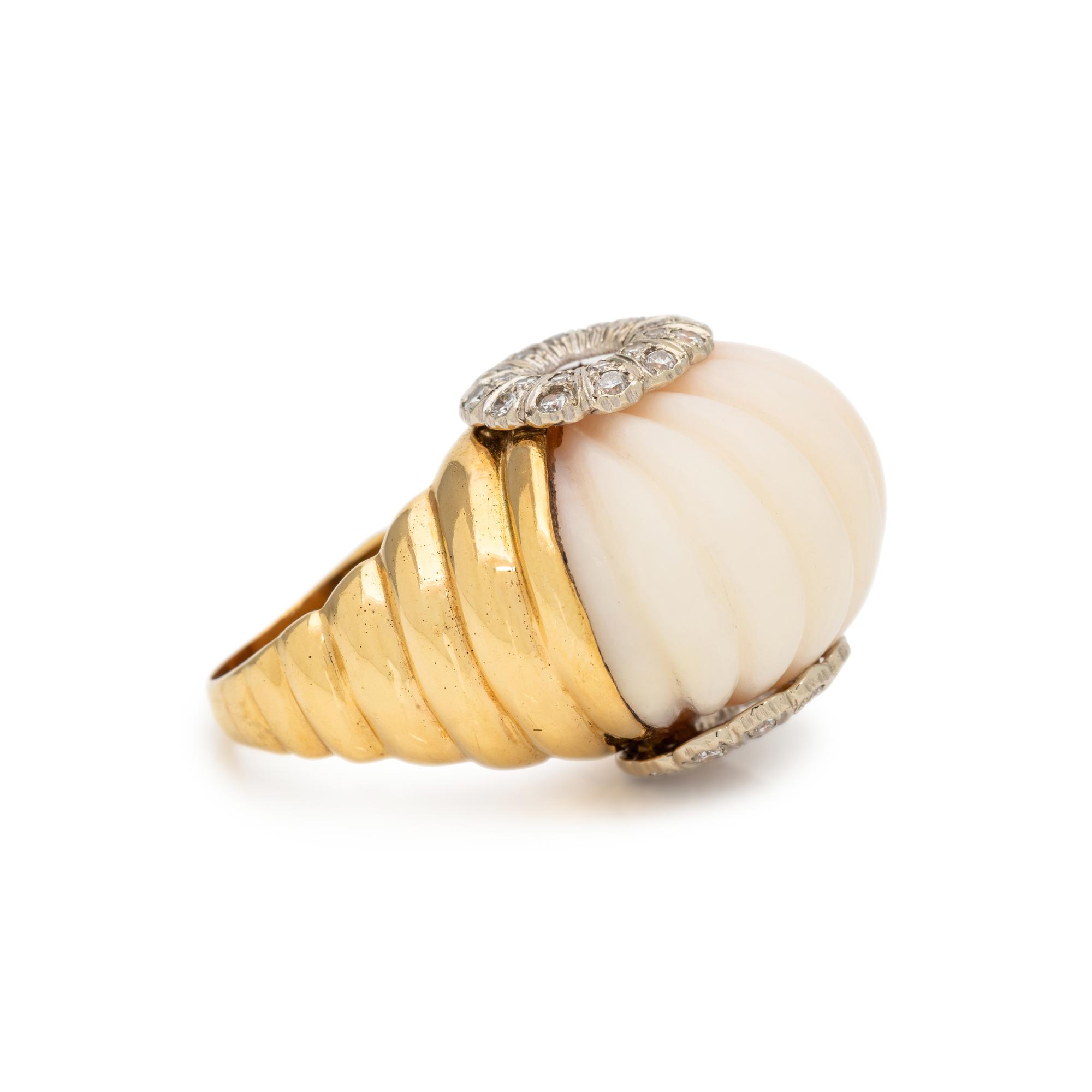 CORAL AND DIAMOND RING