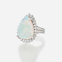 A White Opal and Diamond Ring
