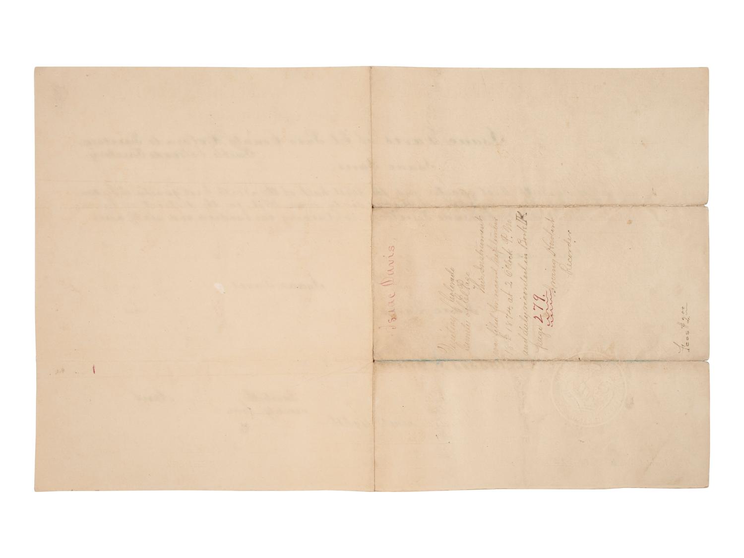 [GRANT, U.S.] Land grant for property in Pueblo, Colorado Territory, secretarially signed by Grant.