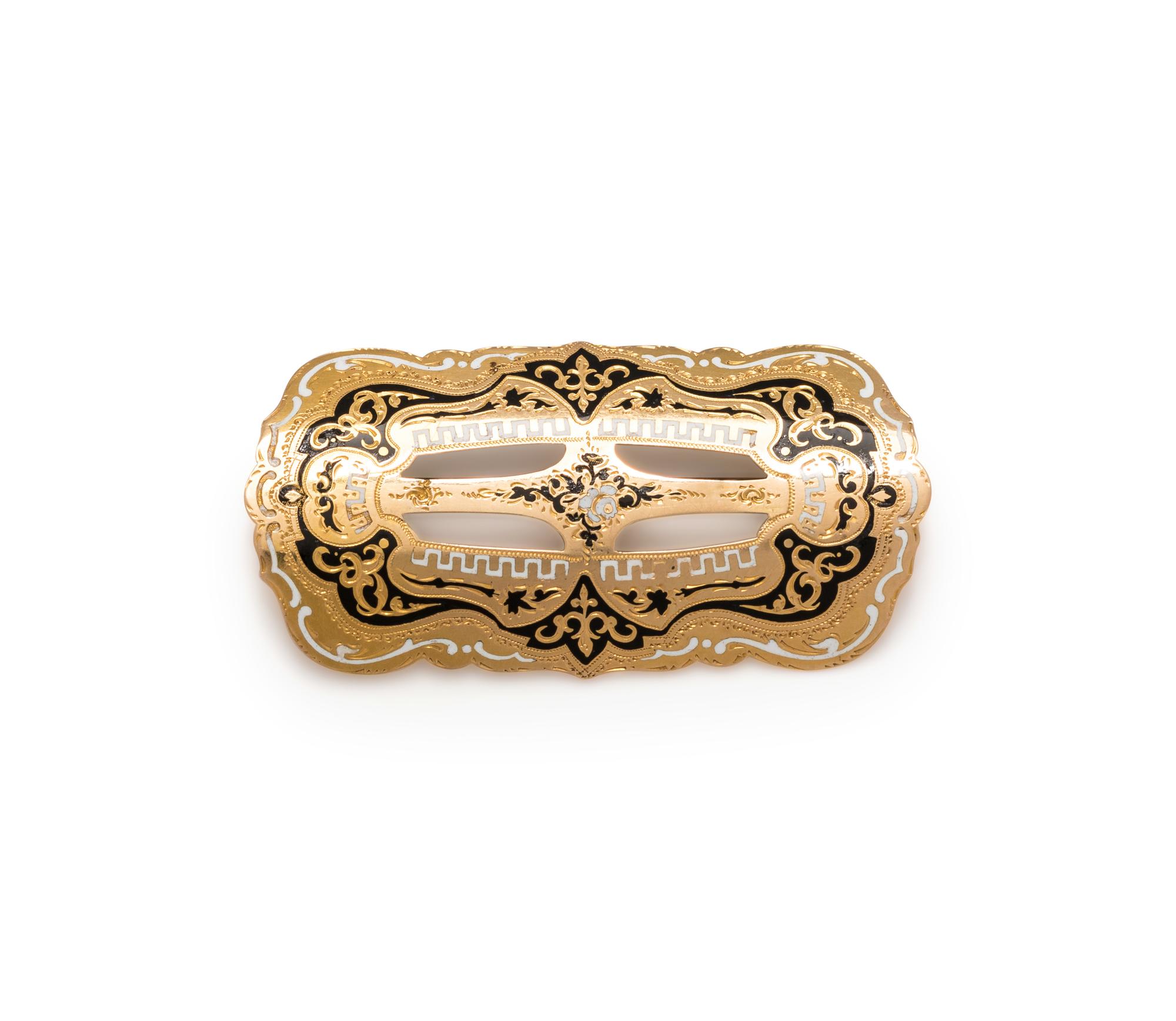 ANTIQUE, GOLD AND ENAMEL BROOCH