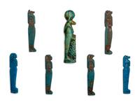Seven Egyptian Faience Sons of Horus Amulets
