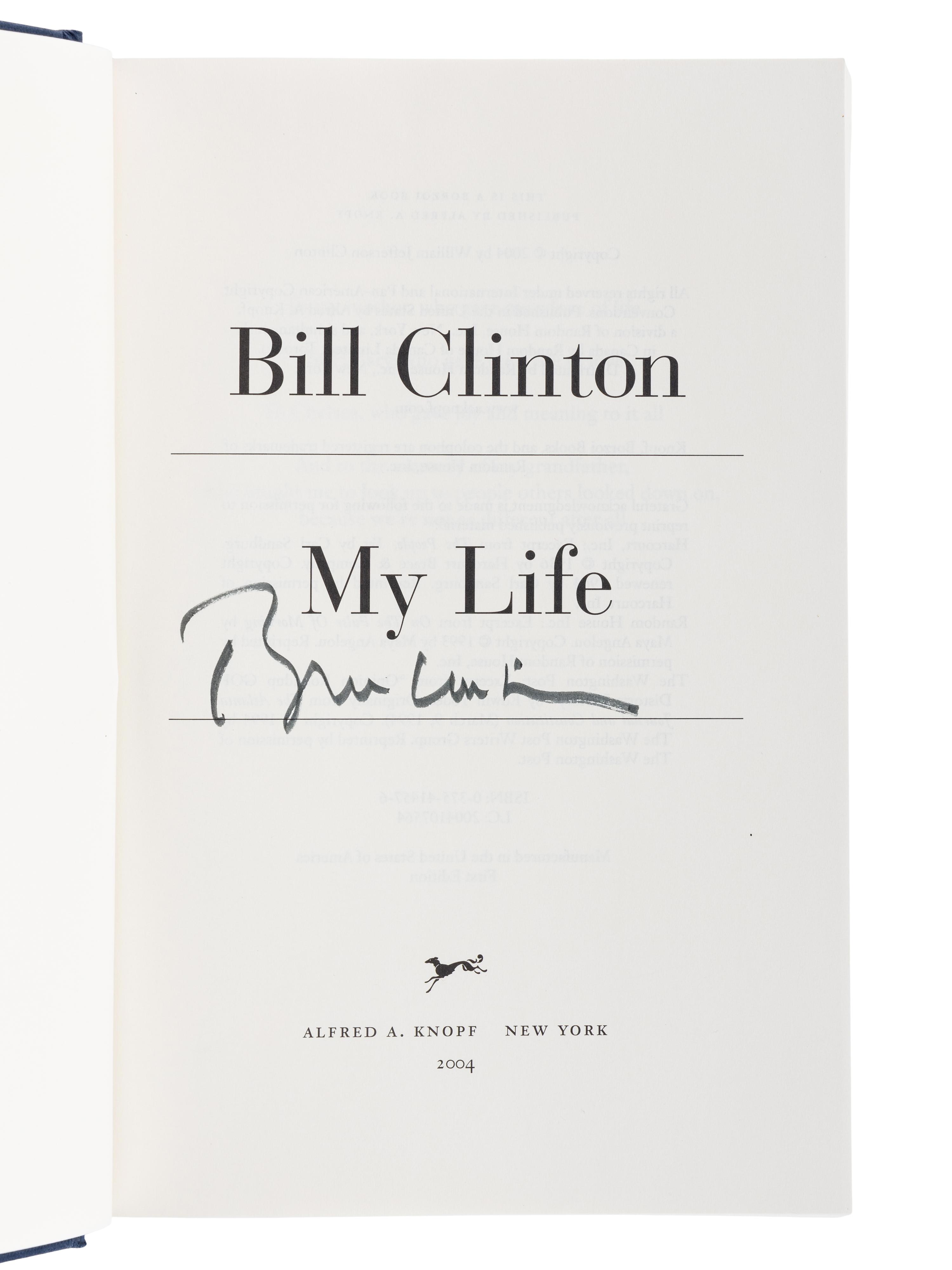 CLINTON, William Jefferson (b. 1947). My Life. New York: Alfred A. Knopf, 2004.