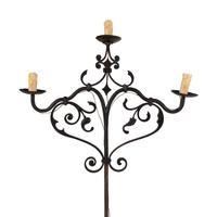An Iron Three-Light Floor Candelabrum