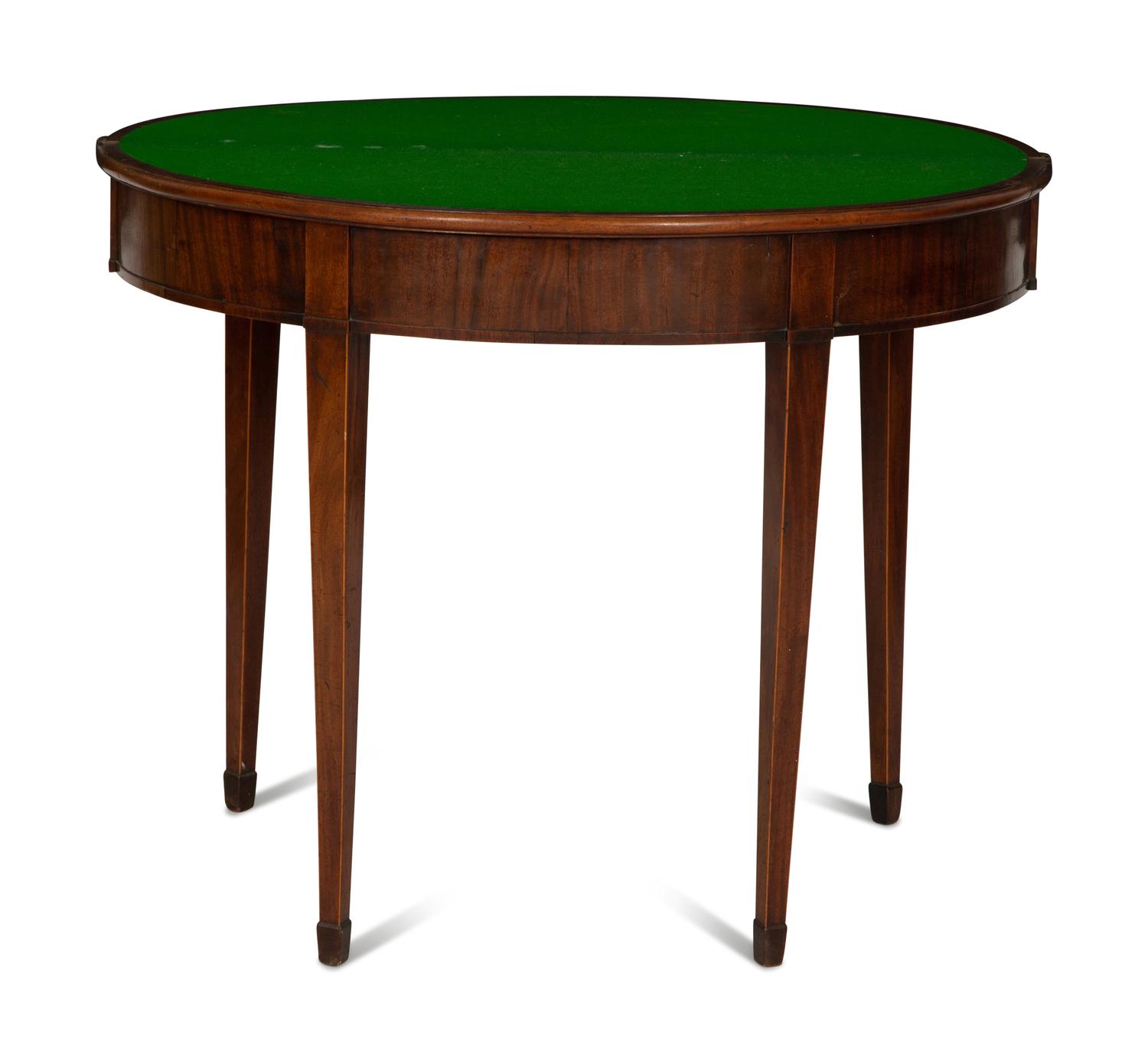 A George III Mahogany Demilune Flip Top Card Table