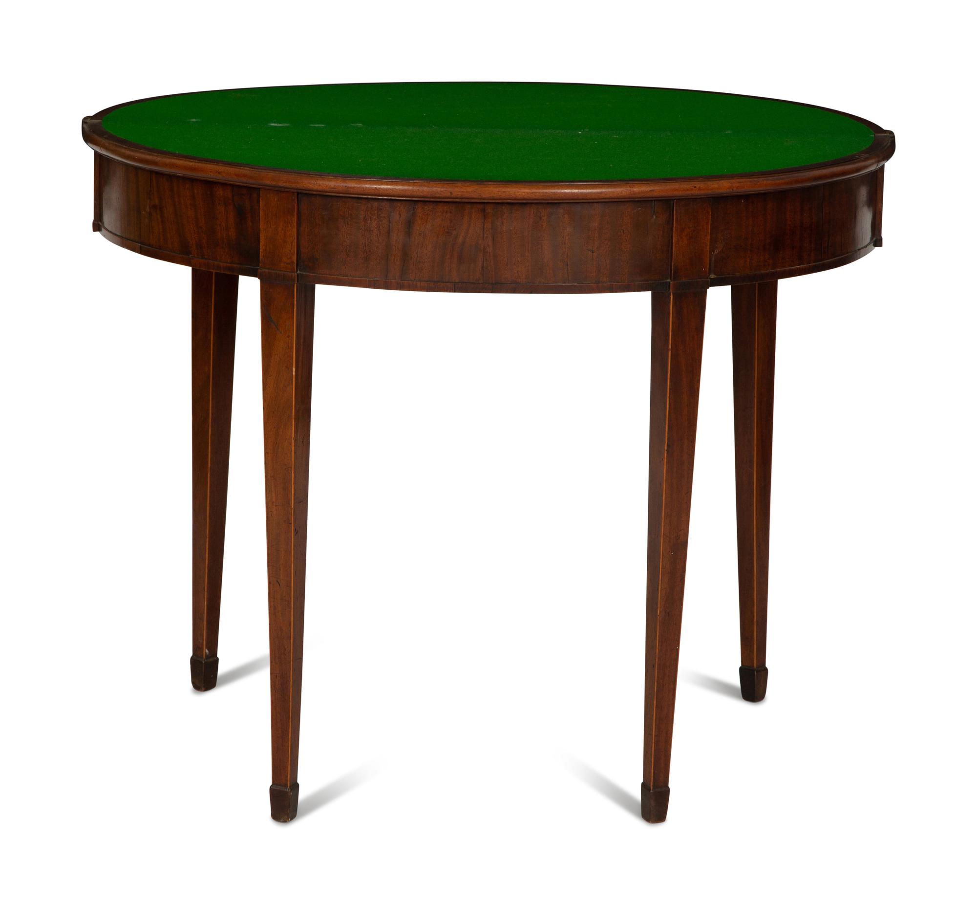 A George III Mahogany Demilune Flip Top Card Table