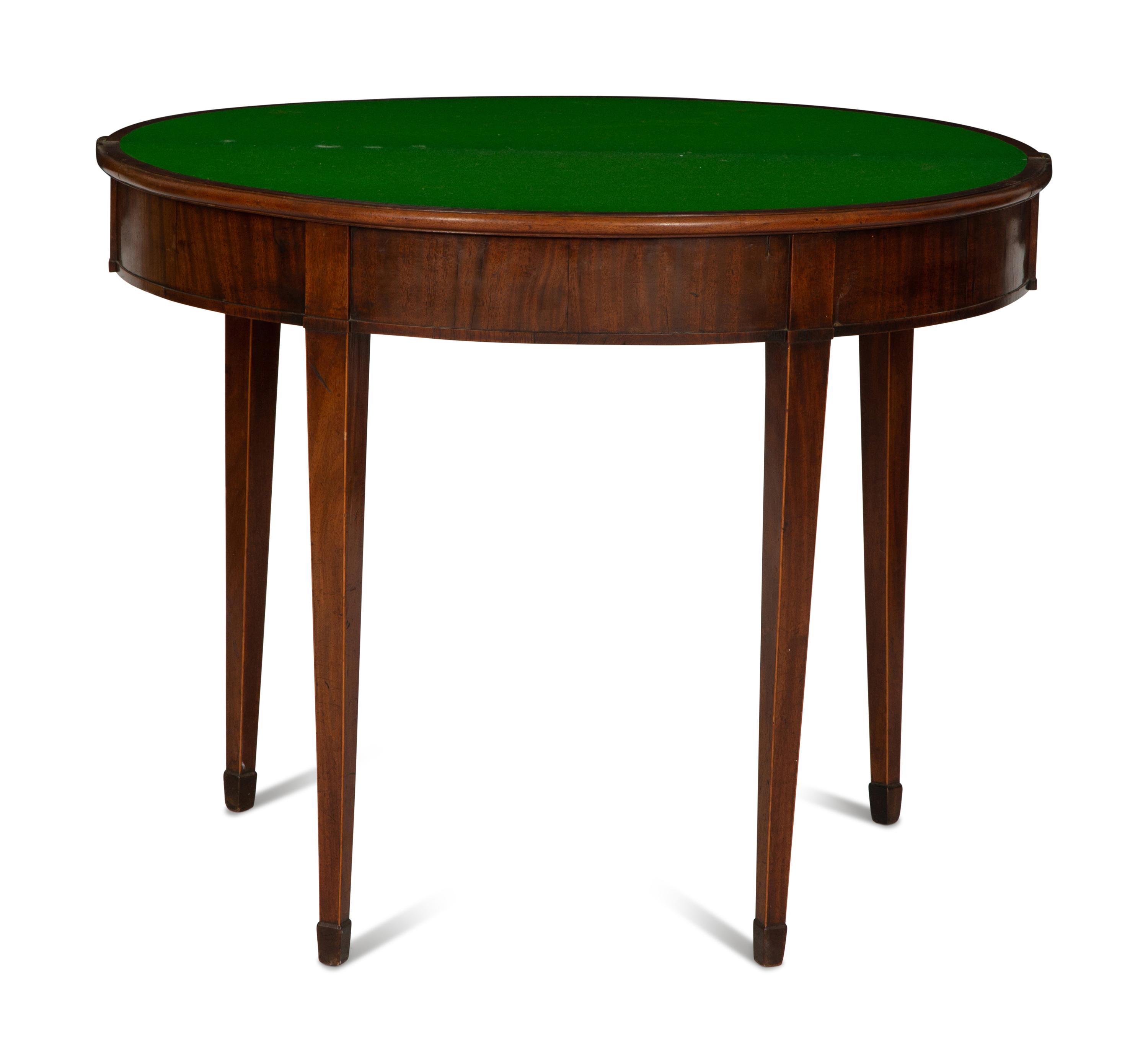A George III Mahogany Demilune Flip Top Card Table