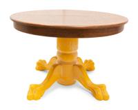 A Stickley Style Yellow Painted Quarter-Sawn Oak Dining Table