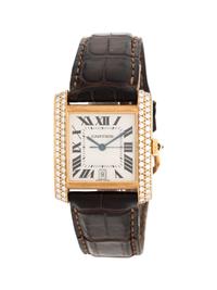 CARTIER, YELLOW GOLD AND DIAMOND 'TANK FRANÇAISE' WATCH