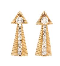A Pair of Yellow Gold and Diamond Convertible Day/Night Earrings, 9.40 dwts.