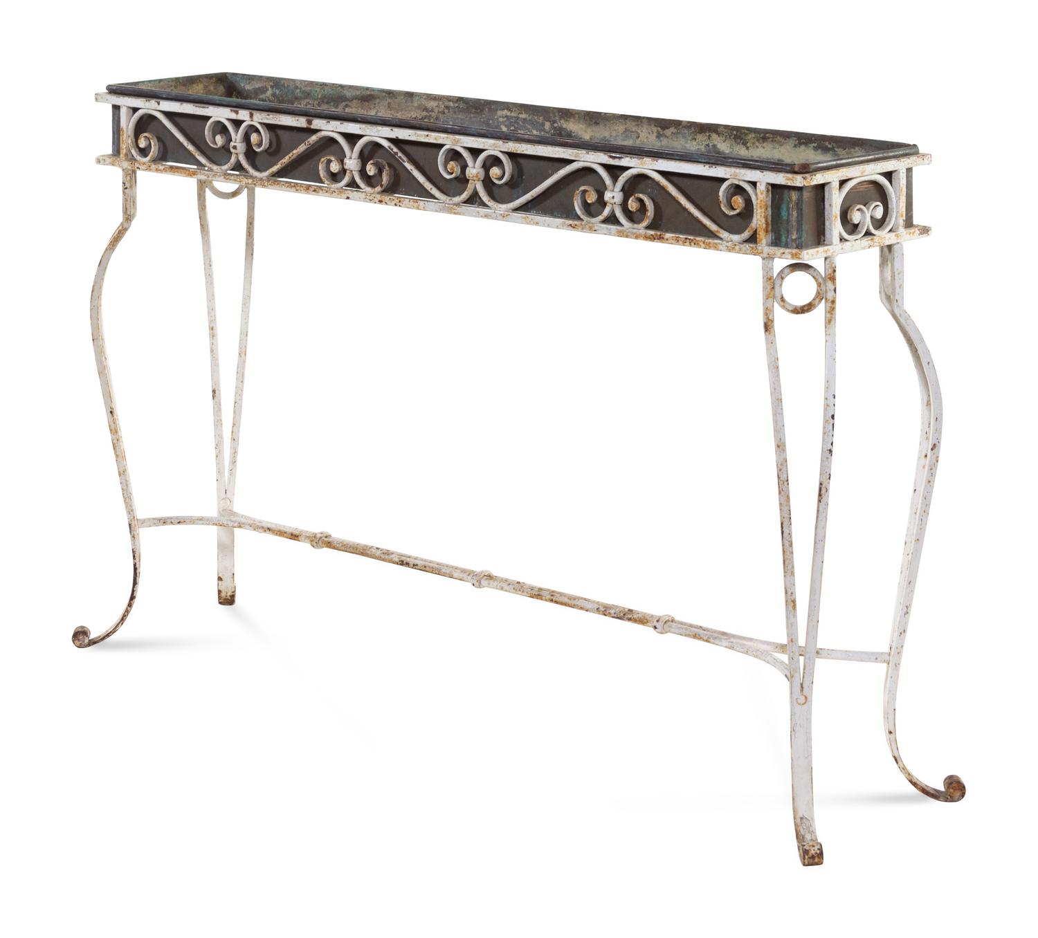 A Painted Metal Jardinière Console Table