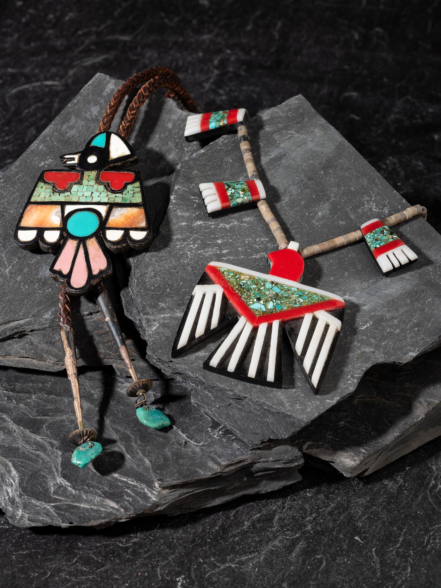 Contemporary Kewa Thunderbird Necklace and Bolo Tie