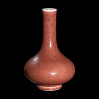A Chinese Sang-de-Boeuf Glazed Porcelain Bottle Vase, Biqiping 紅釉荸薺瓶