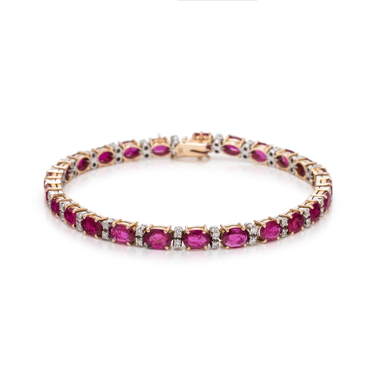 SYNTHETIC RUBY AND DIAMOND BRACELET