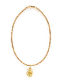 YELLOW GOLD, GREEN QUARTZ AND COLORED DIAMOND PENDANT/NECKLACE