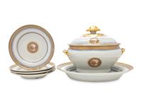 A Chinese Export Porcelain Tureen and Cover with Underplate