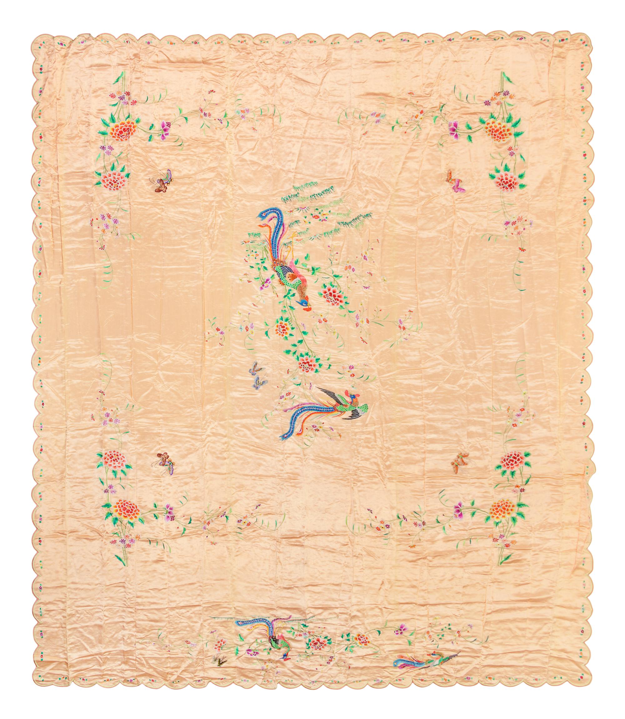 Six Chinese Embroidered Silk Panels