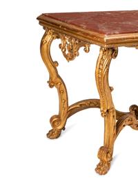 An Italian Giltwood Marble-Top Console Table