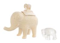 Two Elephant-Form Decorative Articles Height of tallest 12 inches.