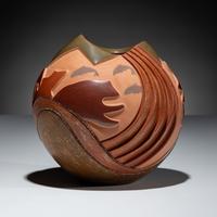 Polychrome Pottery Jar, with Micaceous Ribs and Heishi