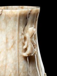 A Chicken Bone Jade 'Lotus' Vase