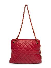 Chanel Shoulder Bag in Quilted Red Lambskin