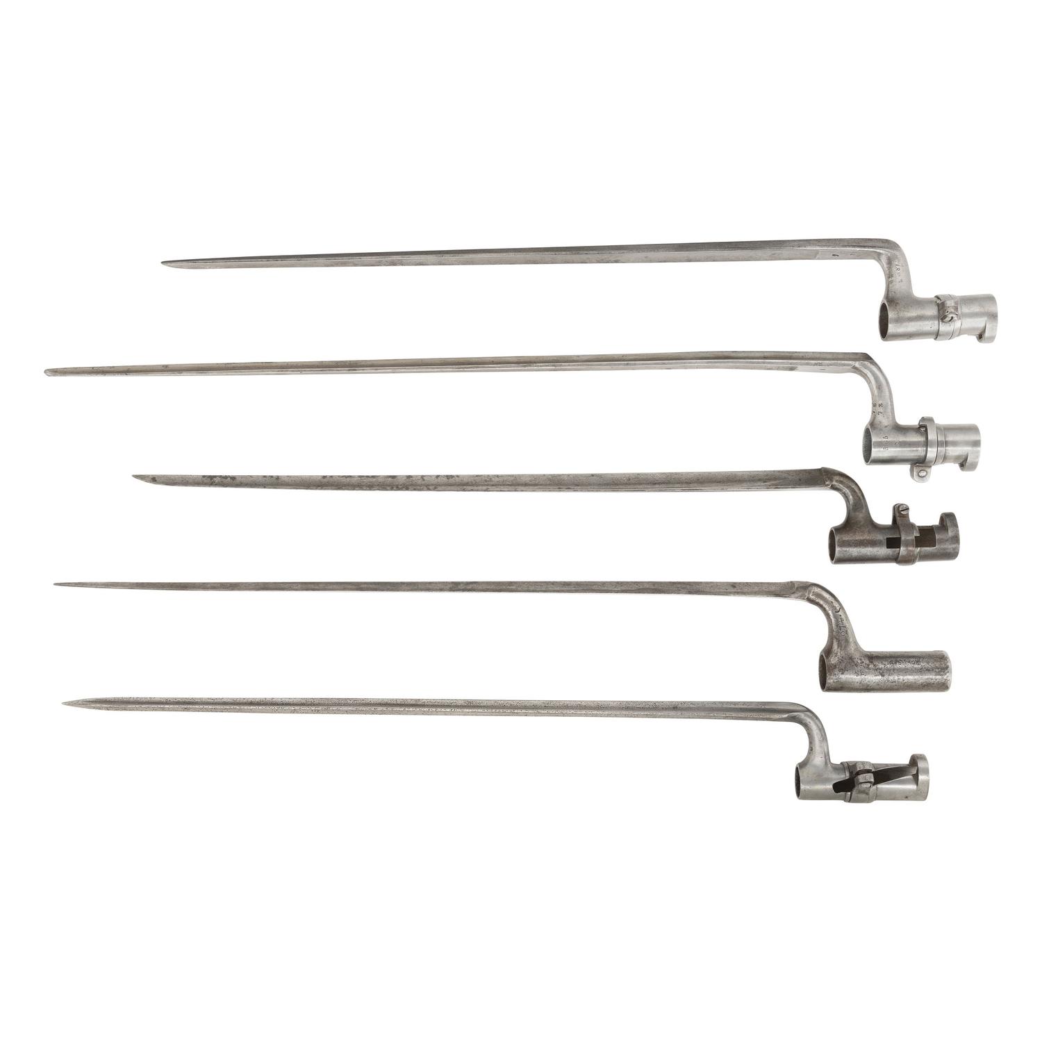 Lot of Five Civil War-Era European Imported Socket Bayonets