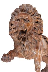 A Pair of English Limed Oak Models of Lions