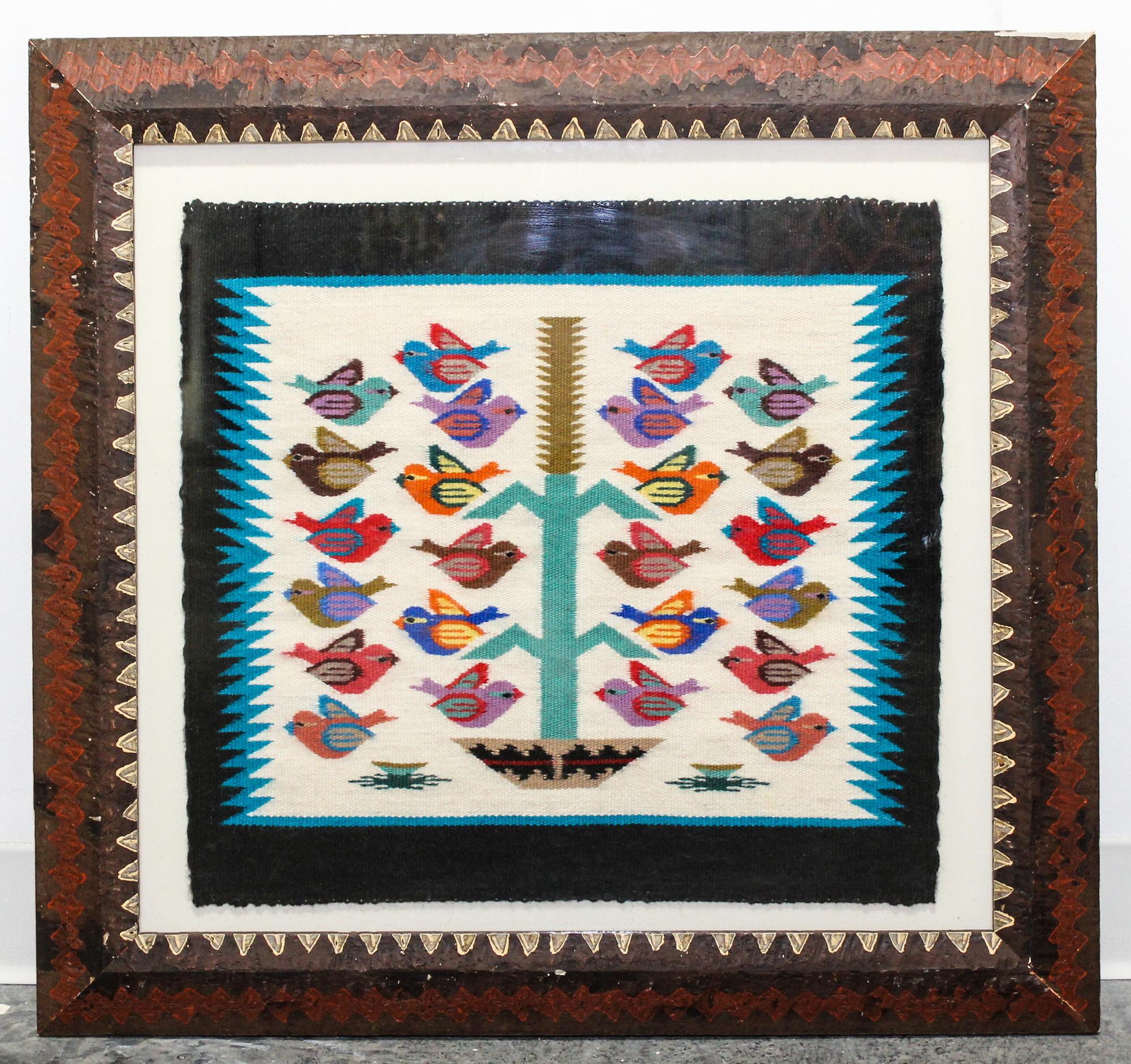 A Framed Woven Navajo Textile Panel Height of panel 18 1/4 x width 19 1/2 inches.