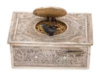 A German Silver Singing Bird Automaton Box