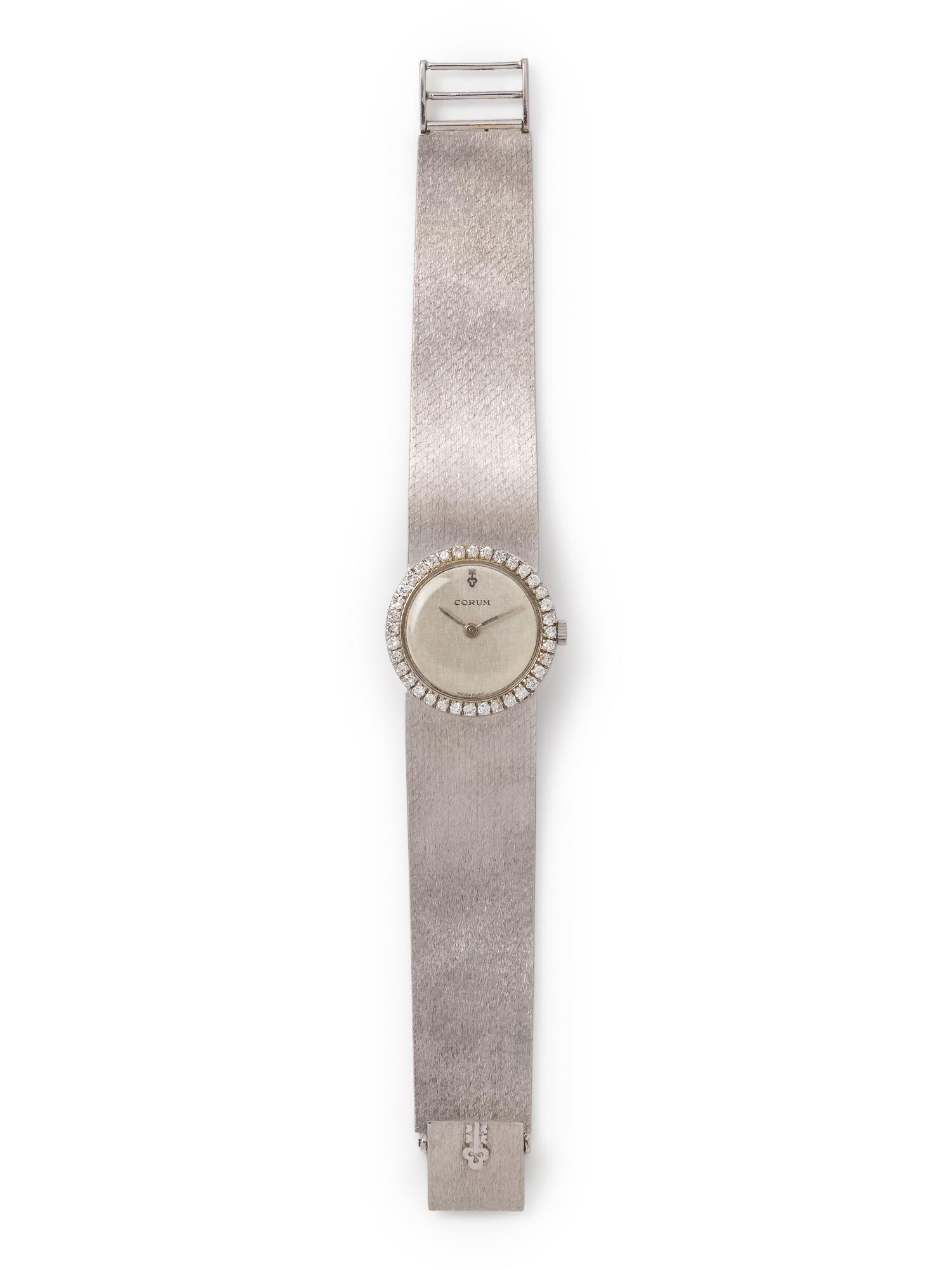 CORUM, 18K WHITE GOLD AND DIAMOND WRISTWATCH