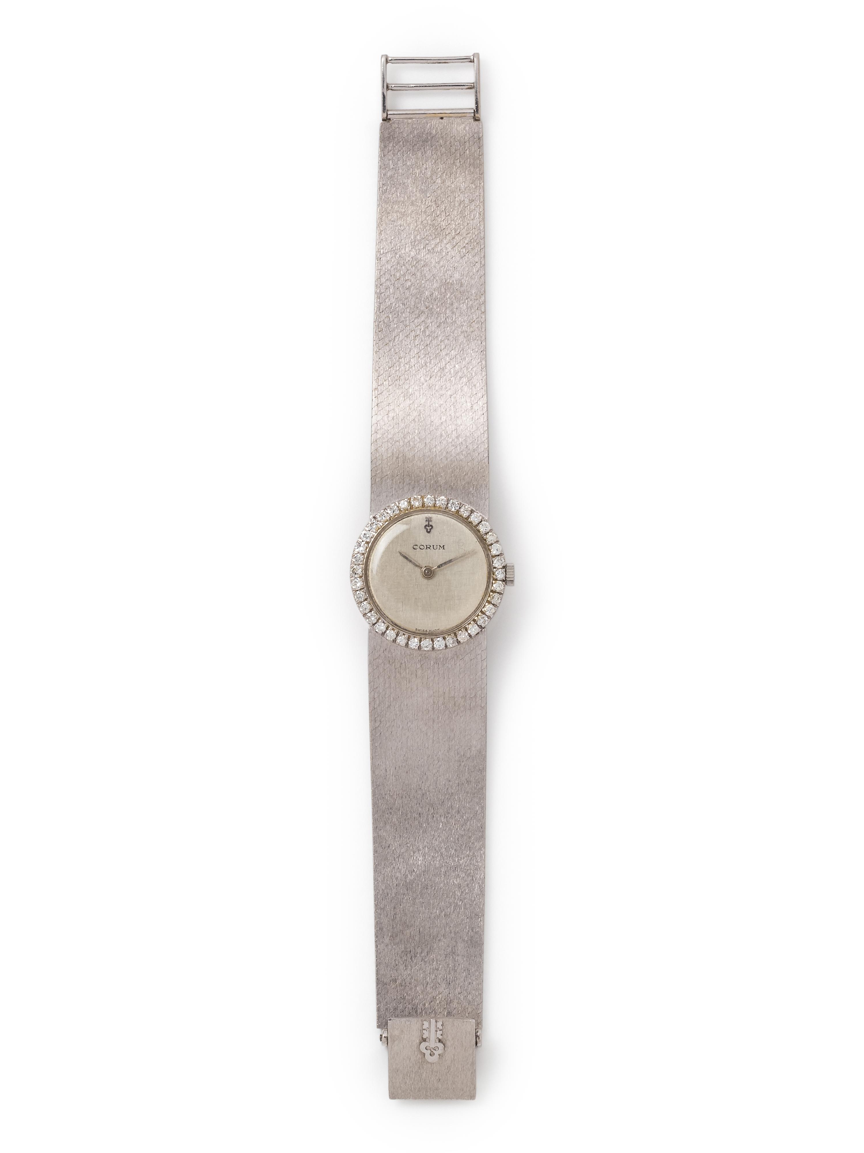 CORUM, 18K WHITE GOLD AND DIAMOND WRISTWATCH
