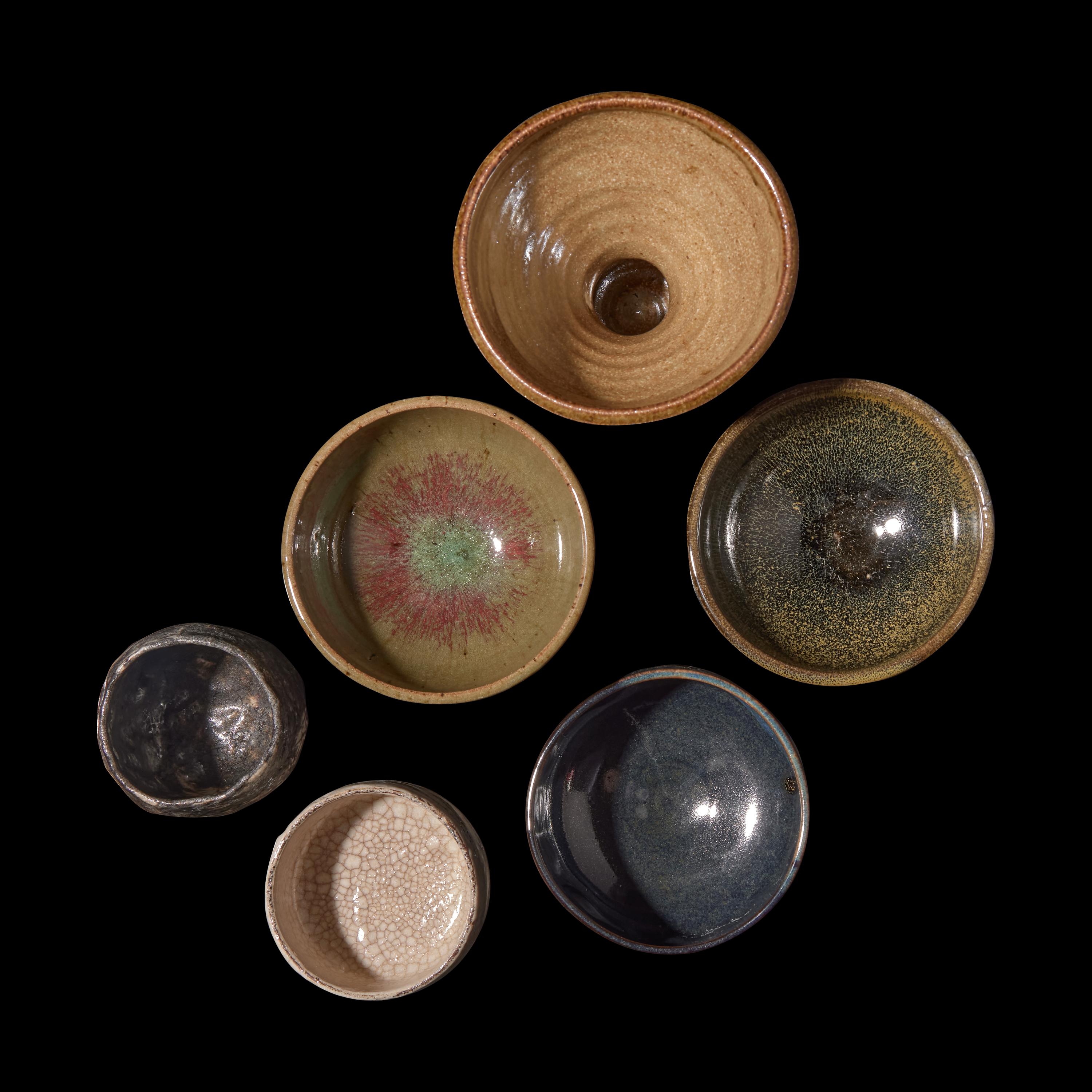 A Group of Three Modern Japanese Chawan, Two Bowls, and a Footed Vessel