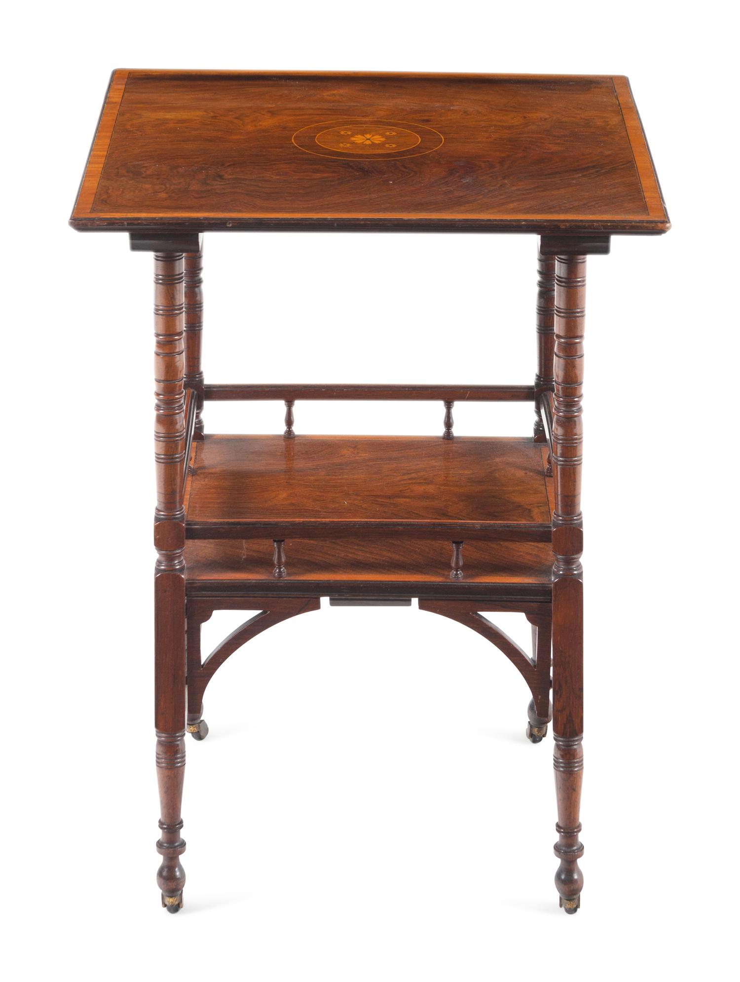 An Edwardian Walnut and Marquetry Side Table