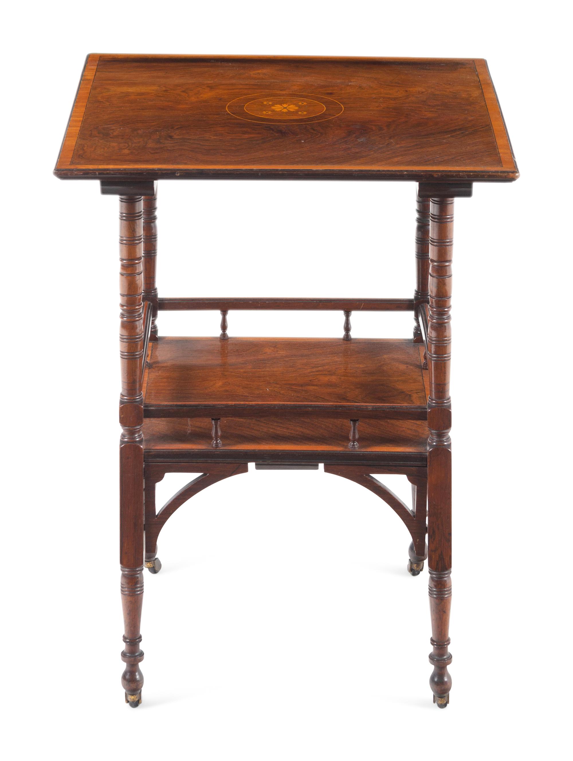 An Edwardian Walnut and Marquetry Side Table