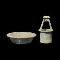 A Chinese Pottery Well and Goose Pan, Possibly Han Dynasty 或為漢 陶井及陶禽鳥盆