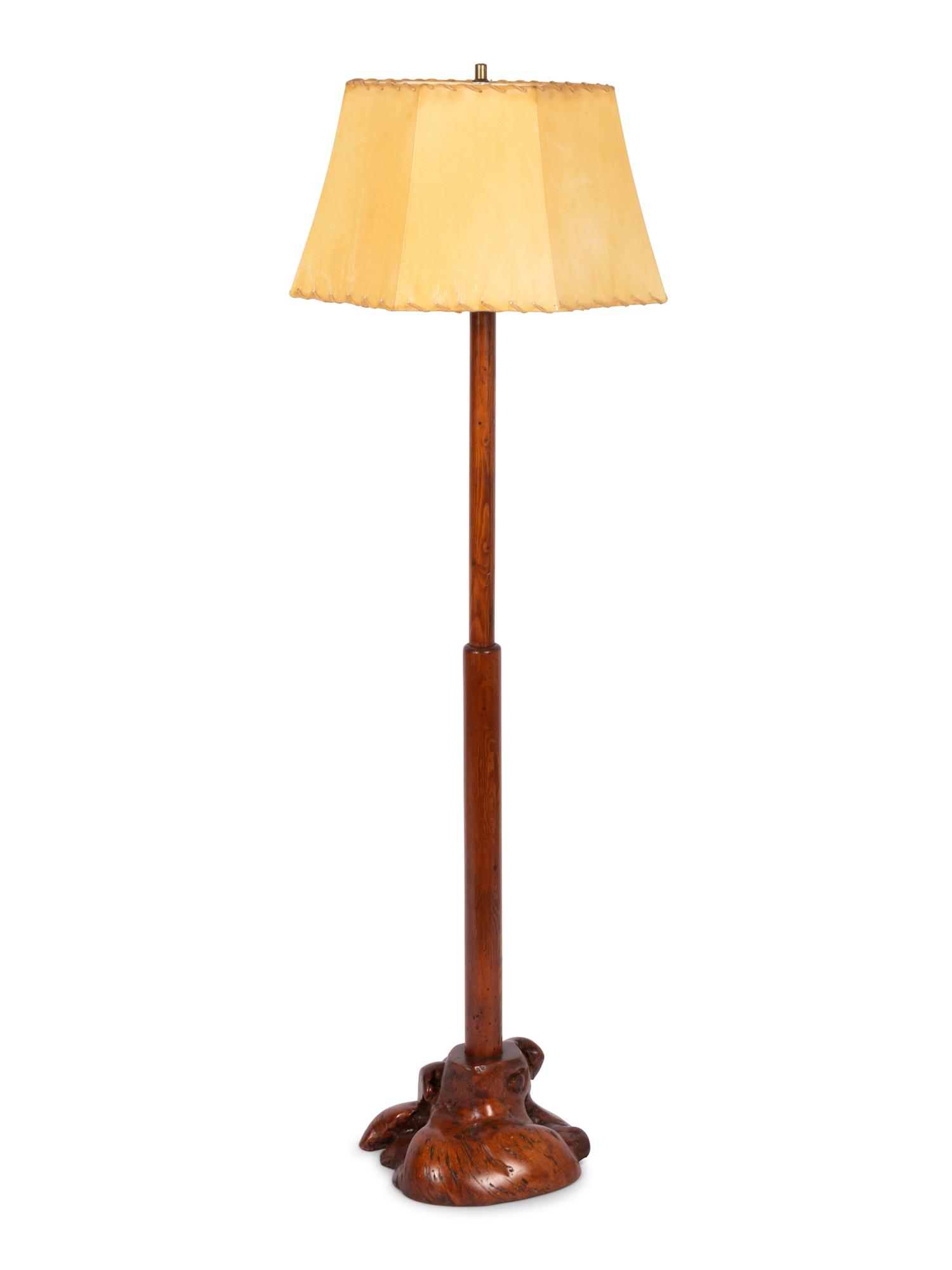 Burled Wood Floor Lamp
