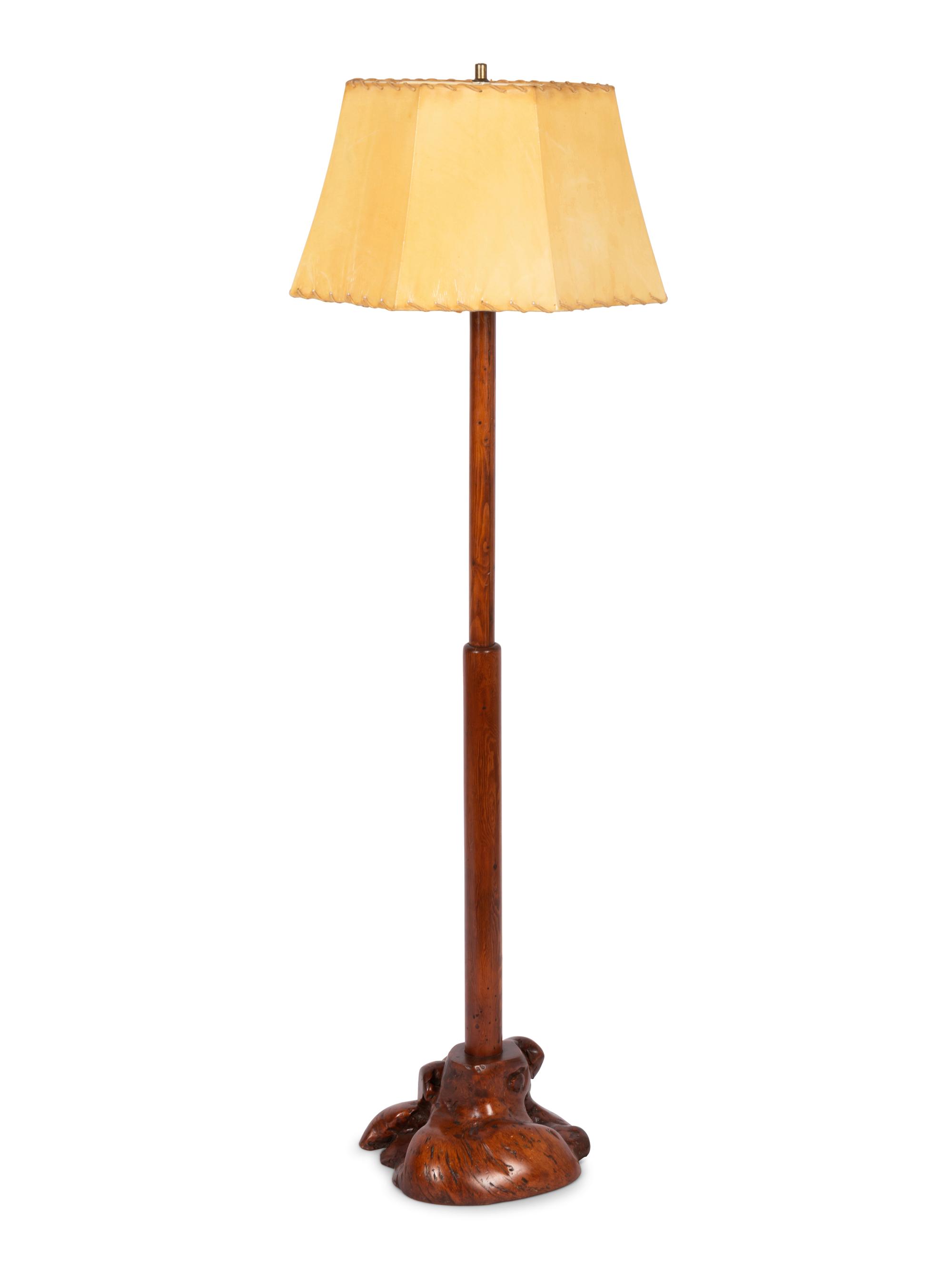 Burled Wood Floor Lamp