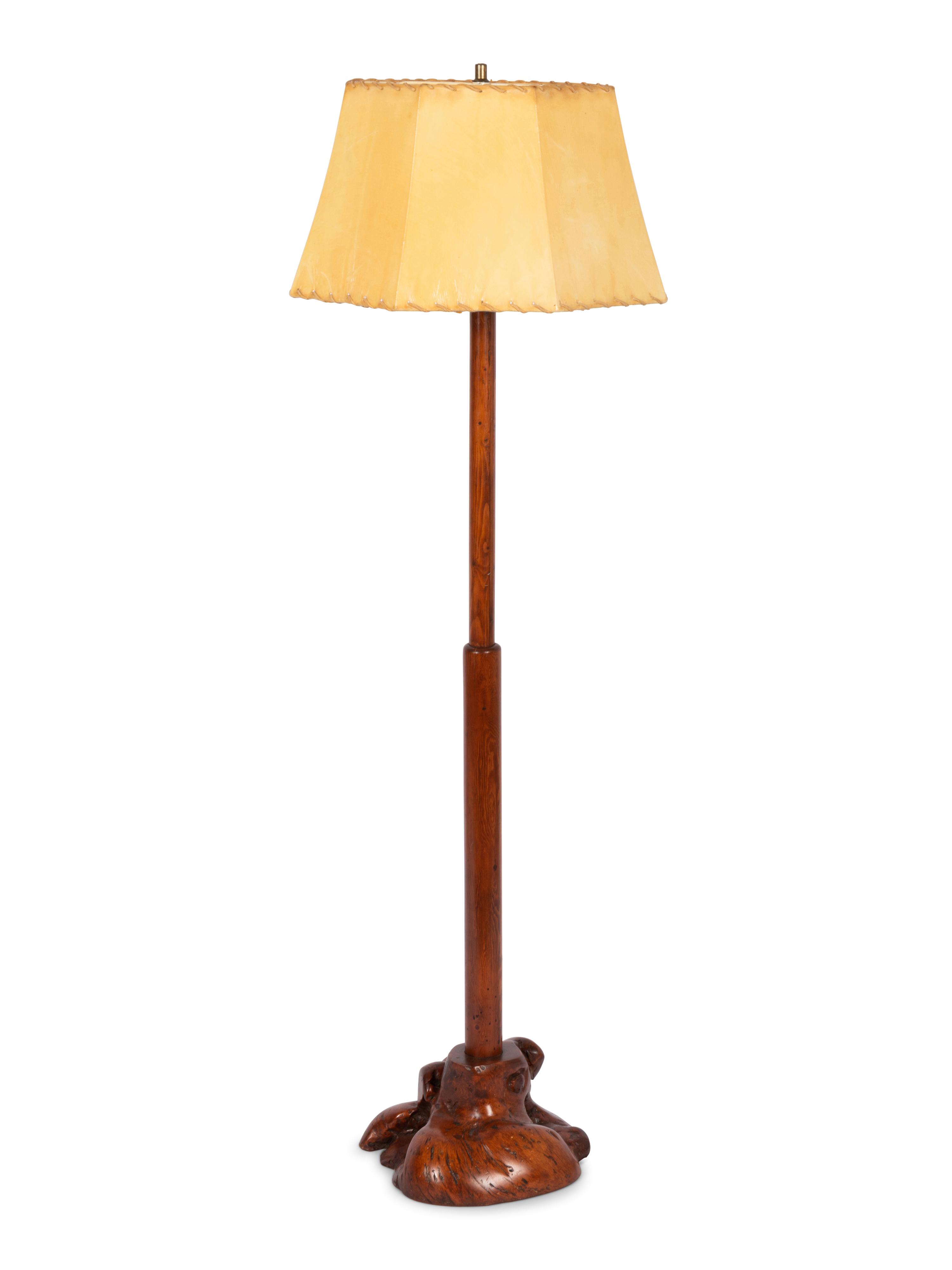 Burled Wood Floor Lamp