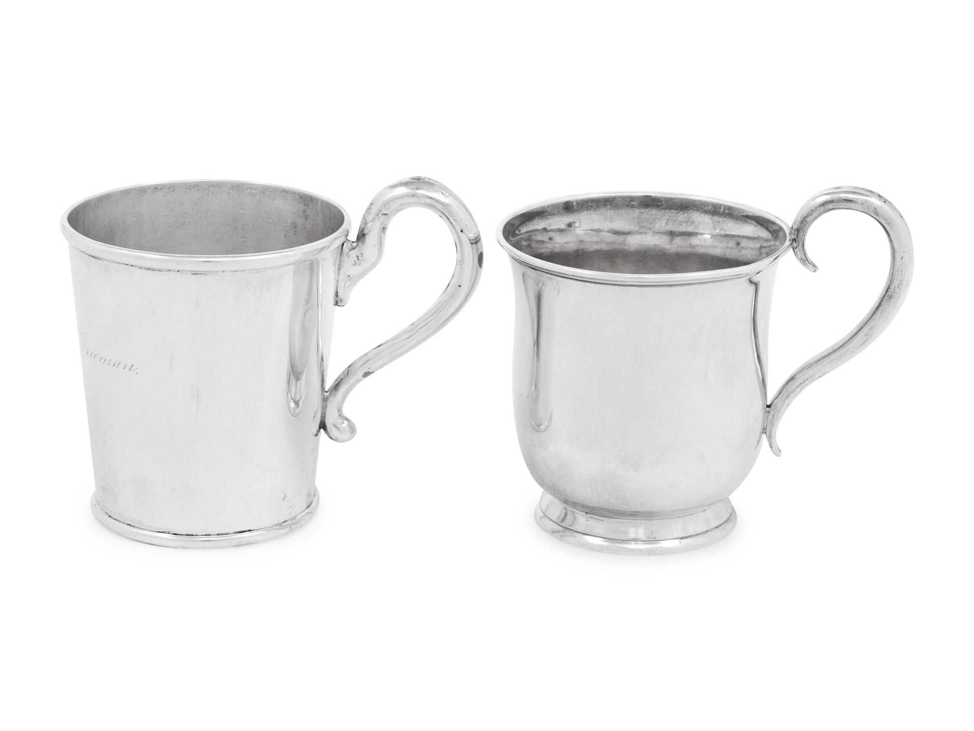 Two American Coin Silver Mugs