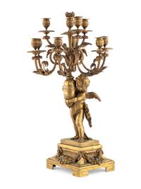 A French Gilt Bronze Figural Ten-Light Candelabrum
