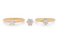A Collection of Yellow Gold and Diamond Rings and Findings,