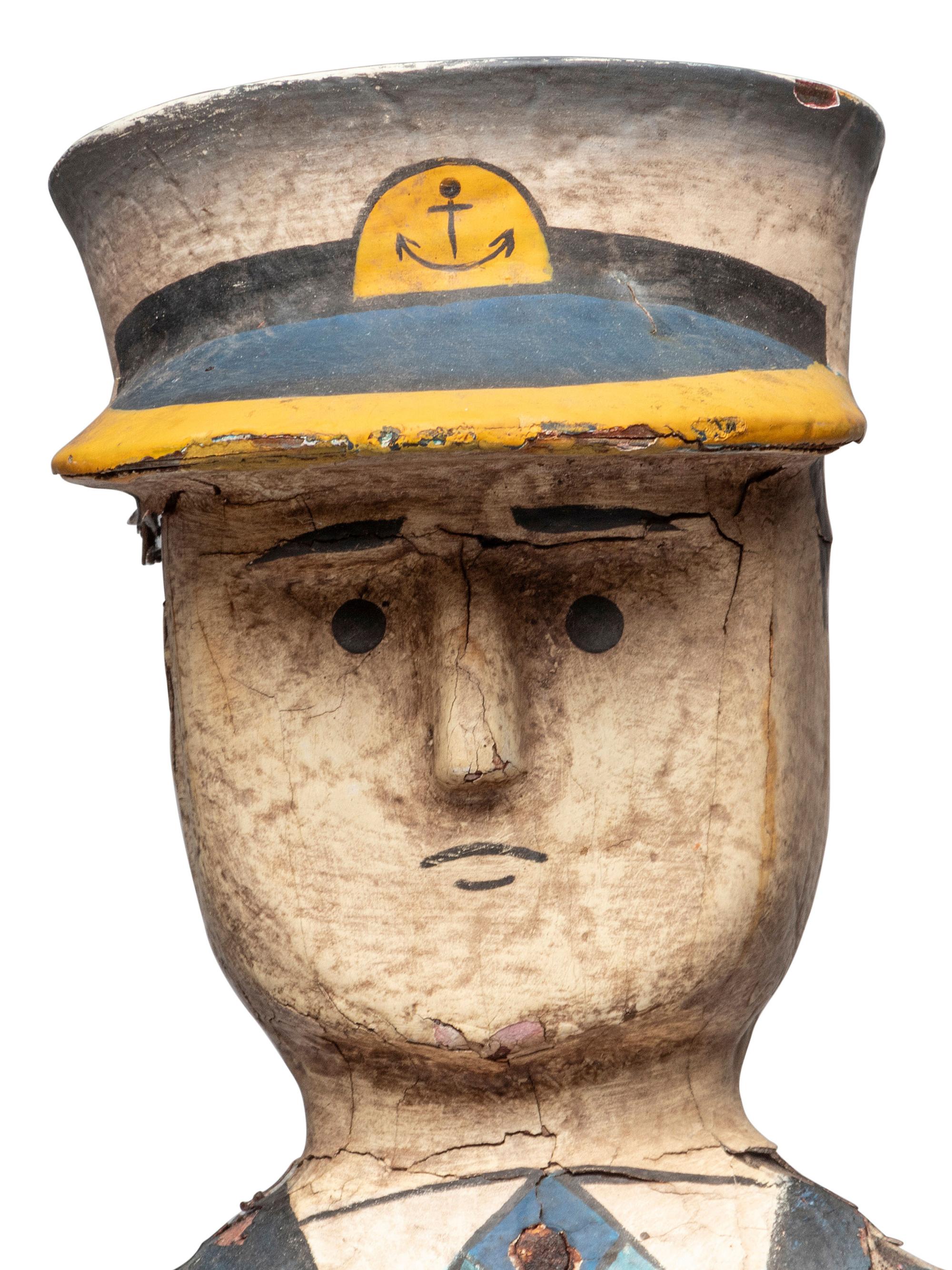 A Carved and Painted Wood Ship's Captain Whirligig