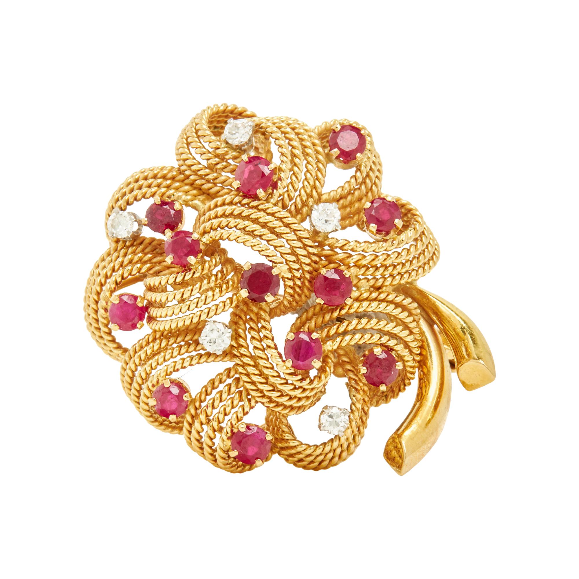 YELLOW GOLD, RUBY AND DIAMOND SET