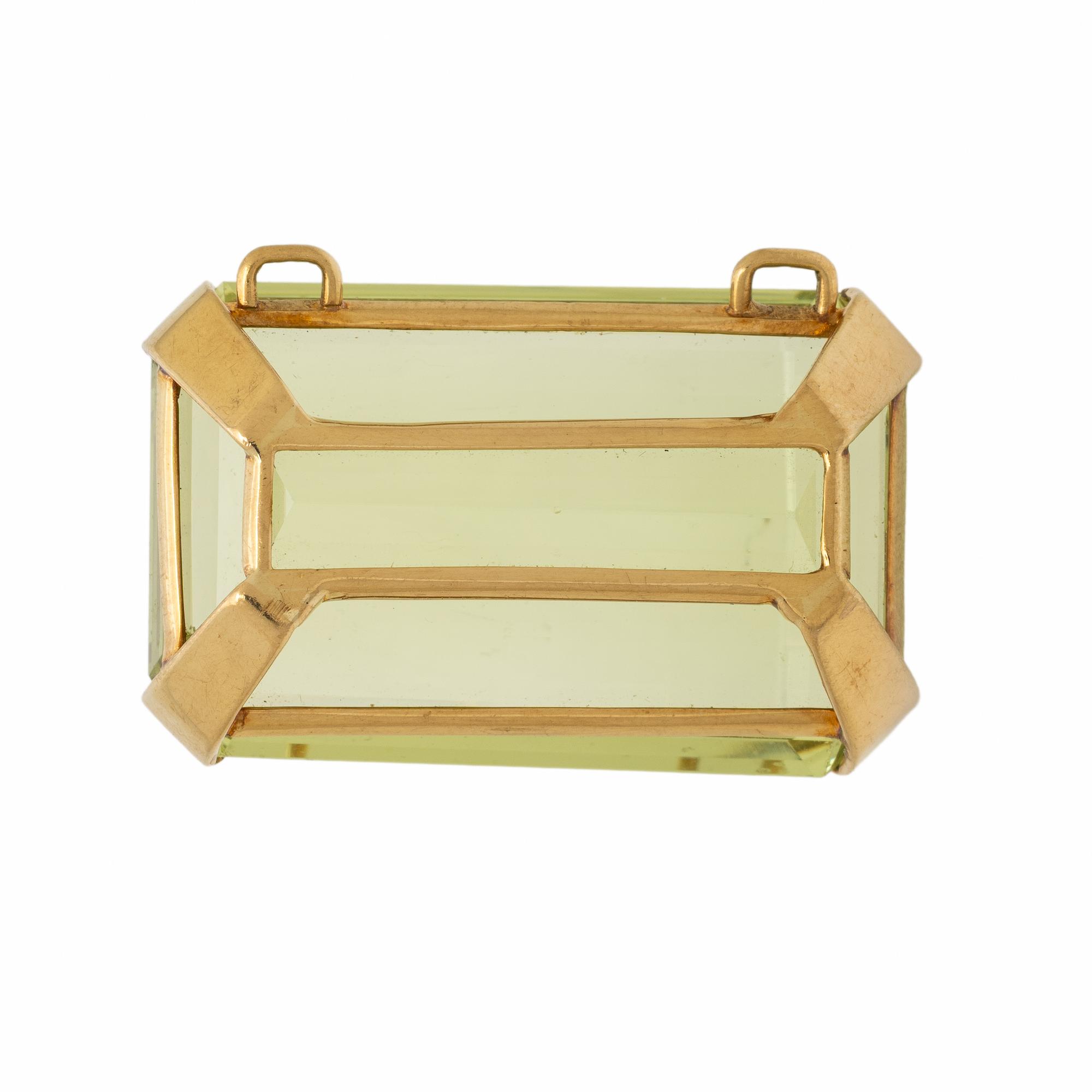 Green Beryl and Yellow Gold Pendant