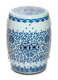 A Chinese Blue and White Porcelain Garden Stool