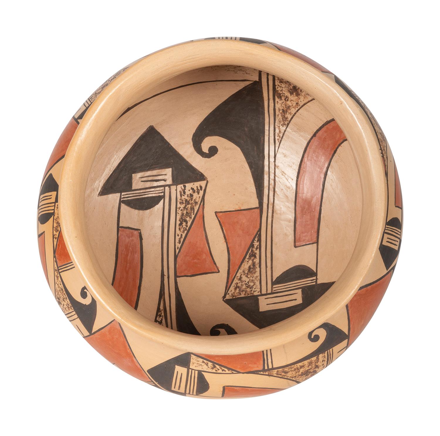 Polychrome Pottery Bowl, with Flared Rim