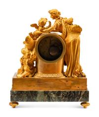 A French Gilt Bronze and Marble Mantel Clock