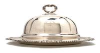 An English Silverplate Cloche and Tray, Width 18 inches.