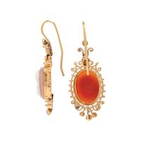 HARDSTONE CAMEO AND SEED PEARL EARRINGS